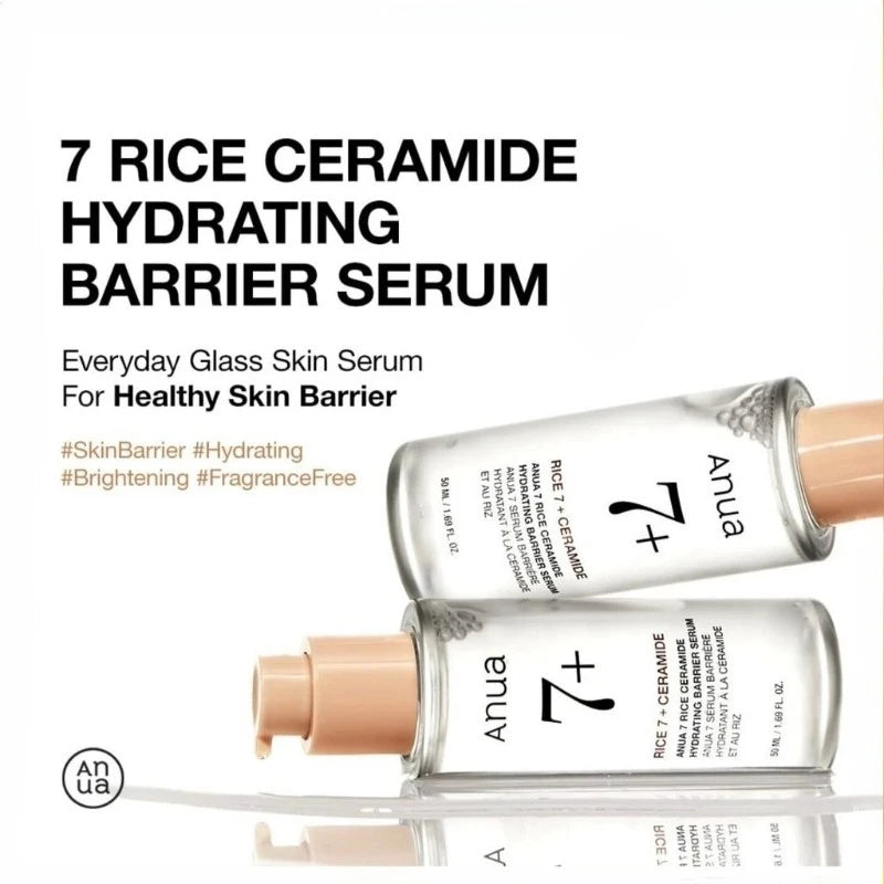 Anua 7 Rice Ceramide Hydrating Barrier Serum – Brightening & Moisturizing Face Serum with Niacinamide, Hyaluronic Acid & Rice Extract (50ml)