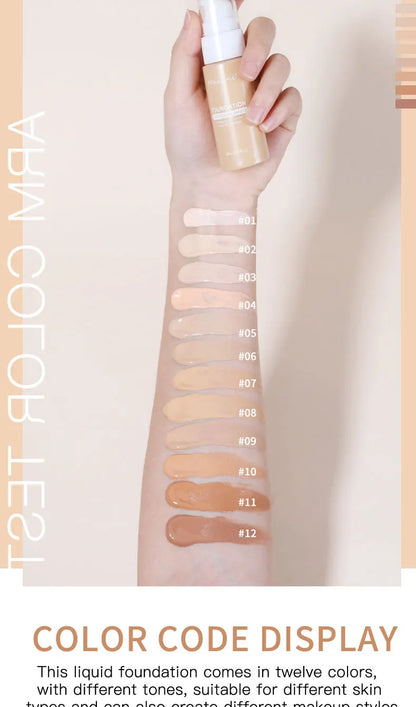 MAXFINE Long-Lasting Liquid Foundation & Concealer – Waterproof, Sweat-Resistant, Professional-Grade Makeup