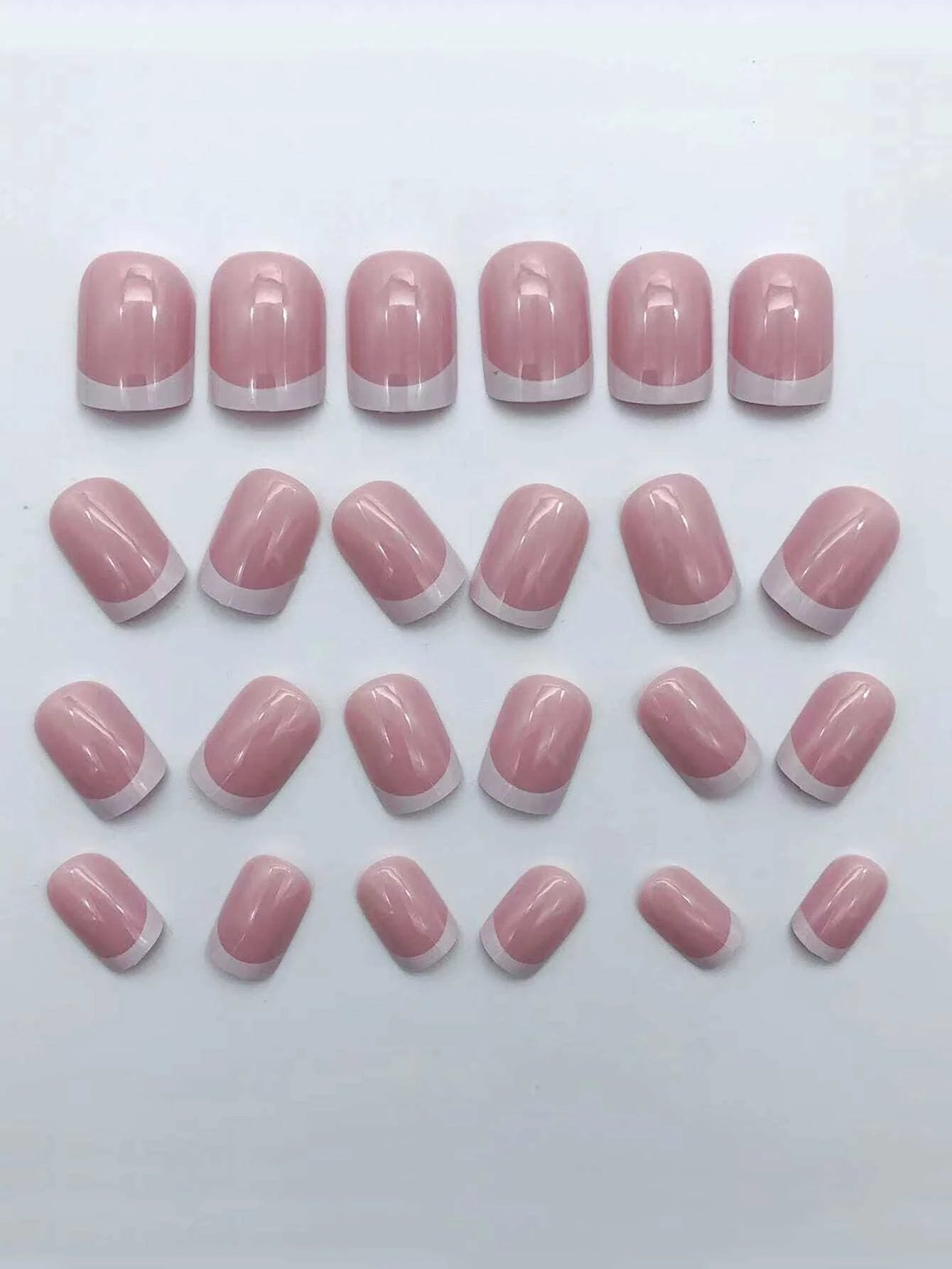 Short Square Press-On Nails – White French Tips with Cute Heart Design | Y2K Bridal Fake Nails Set for Women
