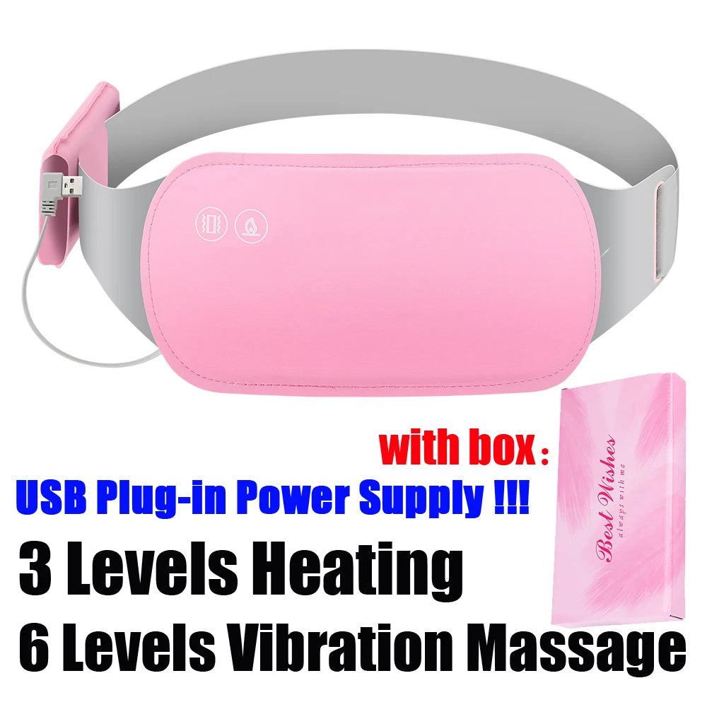 Rechargeable Electric Menstrual Heating Belt – Vibrating Cramp Relief Massager with Adjustable Temperature for Abdominal and Waist Pain