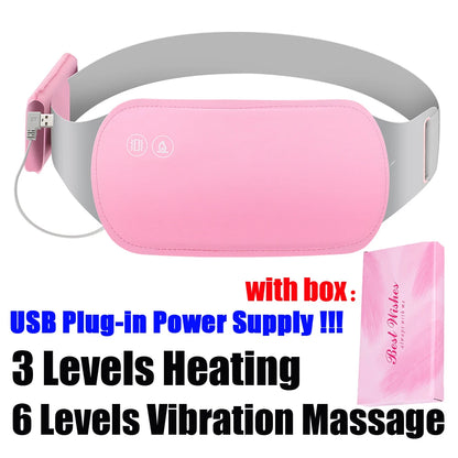 Rechargeable Electric Menstrual Heating Belt – Vibrating Cramp Relief Massager with Adjustable Temperature for Abdominal and Waist Pain