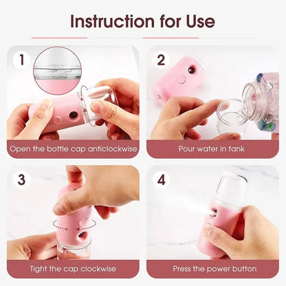 W-718B Mini Nano Facial Steamer – 30ml Portable USB Rechargeable Humidifier & Face Mist Sprayer for Skin Hydration & Sanitization