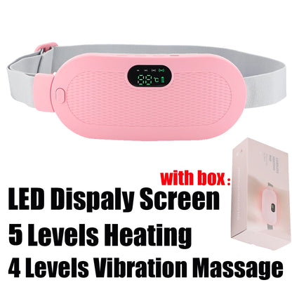 Rechargeable Electric Menstrual Heating Belt – Vibrating Cramp Relief Massager with Adjustable Temperature for Abdominal and Waist Pain