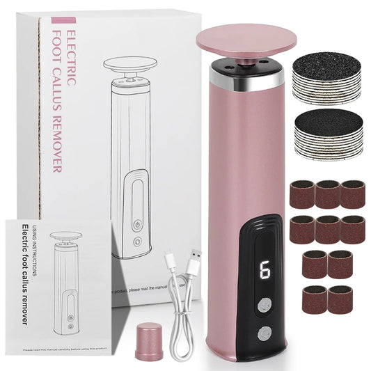 2-in-1 Electric Foot Callus Remover & Pedicure Tool – Rechargeable Dead Skin & Heel Grinder, Professional Foot Care File for Smooth, Soft Feet