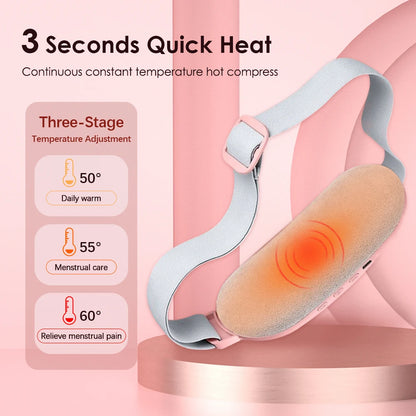 Rechargeable Electric Menstrual Heating Belt – Vibrating Cramp Relief Massager with Adjustable Temperature for Abdominal and Waist Pain