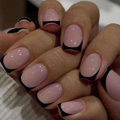 Short Square Press-On Nails – White French Tips with Cute Heart Design | Y2K Bridal Fake Nails Set for Women