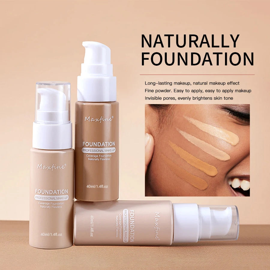 MAXFINE Long-Lasting Liquid Foundation & Concealer – Waterproof, Sweat-Resistant, Professional-Grade Makeup