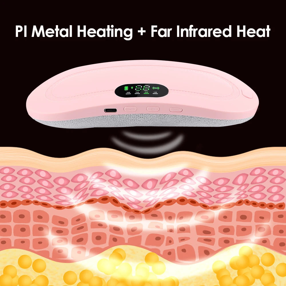 Rechargeable Electric Menstrual Heating Belt – Vibrating Cramp Relief Massager with Adjustable Temperature for Abdominal and Waist Pain