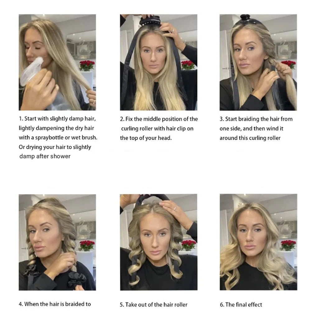Heatless Curling Rod Headband – No Heat Silk Hair Curlers for Overnight Curls, Soft Sleep-In Ribbon Rollers, Lazy Hair Styling Tool