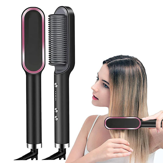 Multifunctional Ionic Hair Straightener and Curler Brush – Fast Heating Electric Comb Styler for Smooth, Frizz-Free Hair