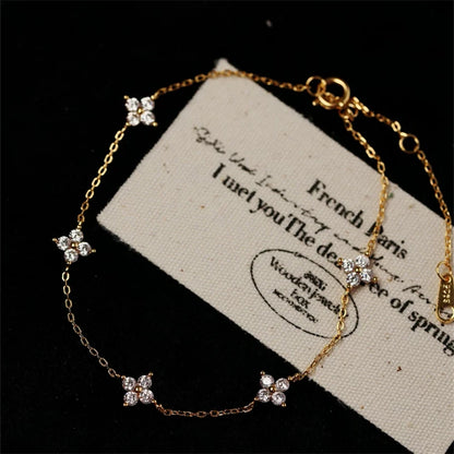 Crystal Flower Stainless Steel Bracelet for Women – Elegant Korean Fashion Jewelry, Perfect Anniversary Gift