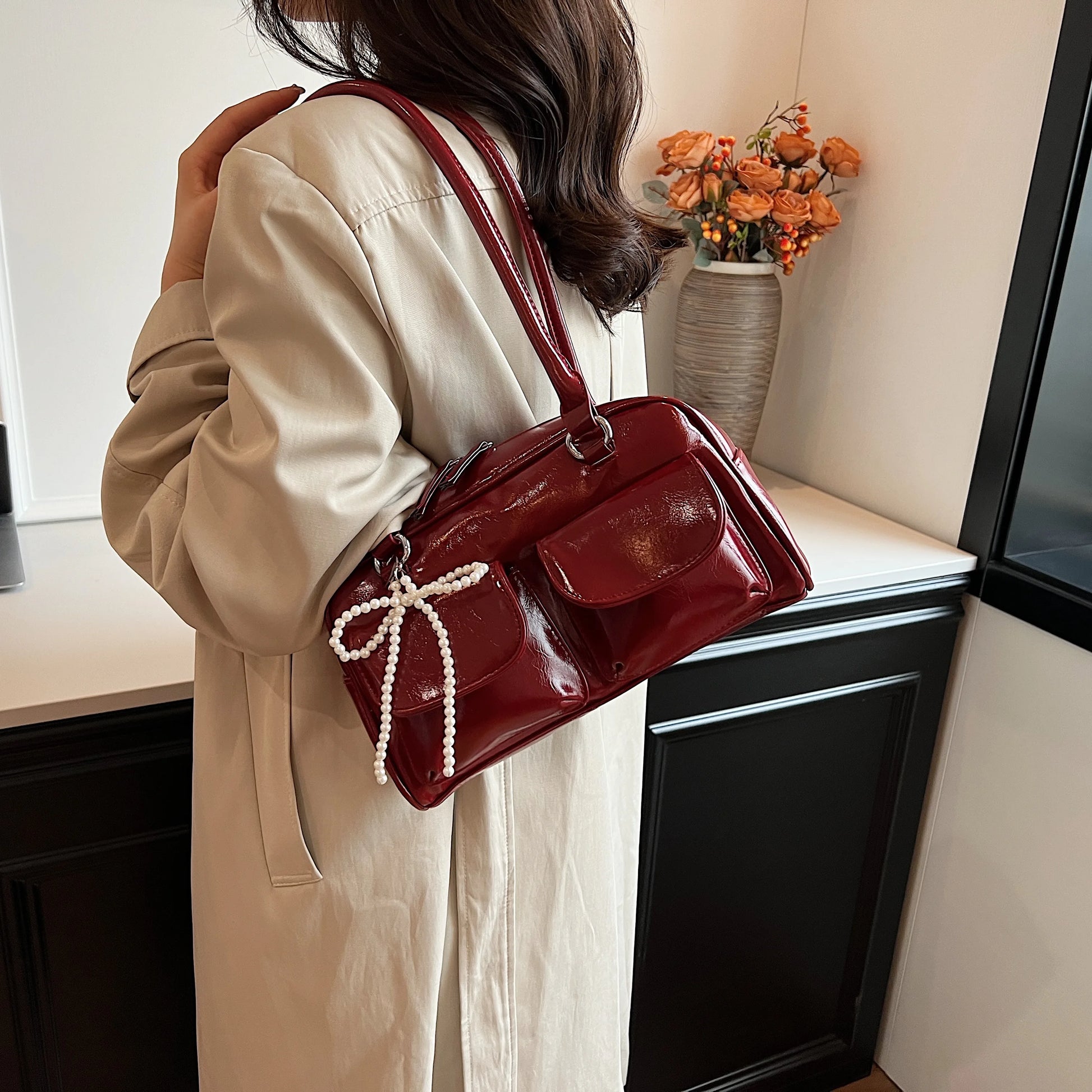 Korean-Style Underarm Bow Shoulder Bag for Women – Trendy, Versatile, and Minimalist Pillow Design