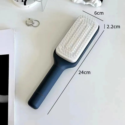Rotatable Self-Cleaning Hair Brush – Anti-Static Massage Air Cushion Comb with Retractable Bristles for Women