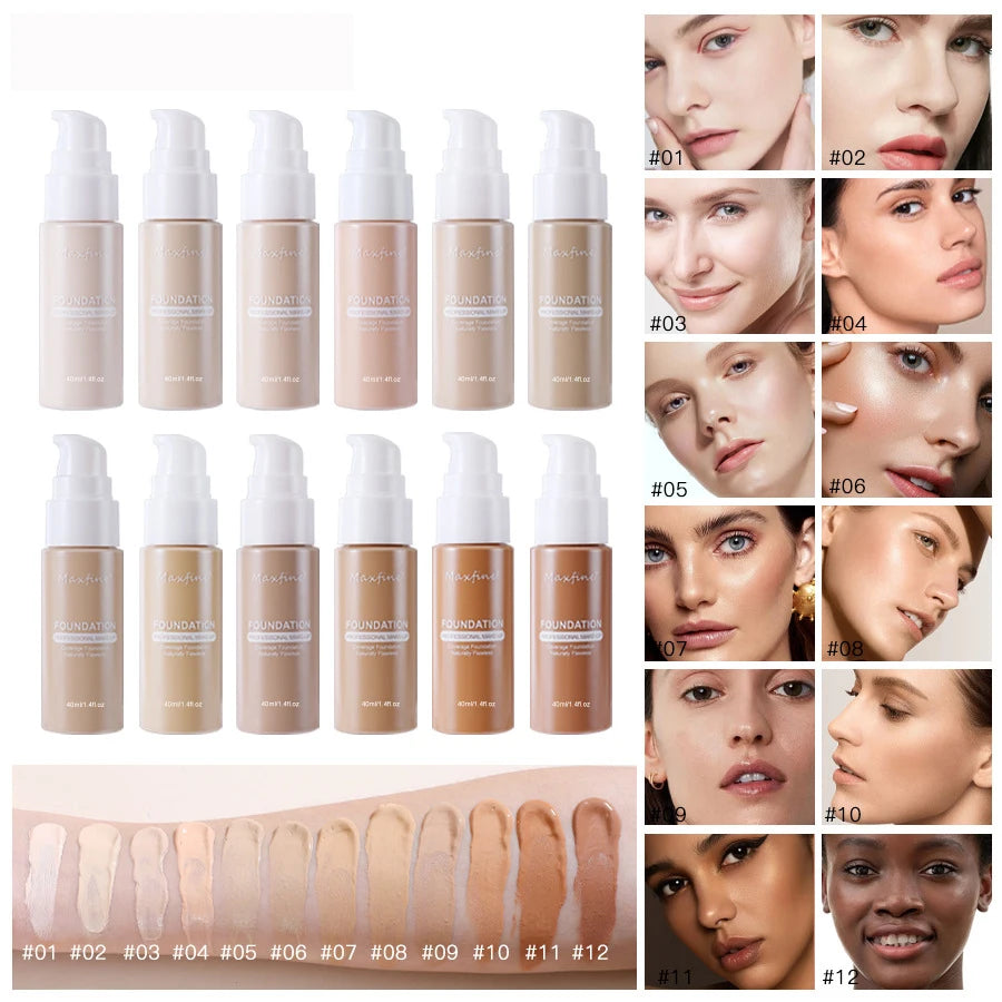 MAXFINE Long-Lasting Liquid Foundation & Concealer – Waterproof, Sweat-Resistant, Professional-Grade Makeup