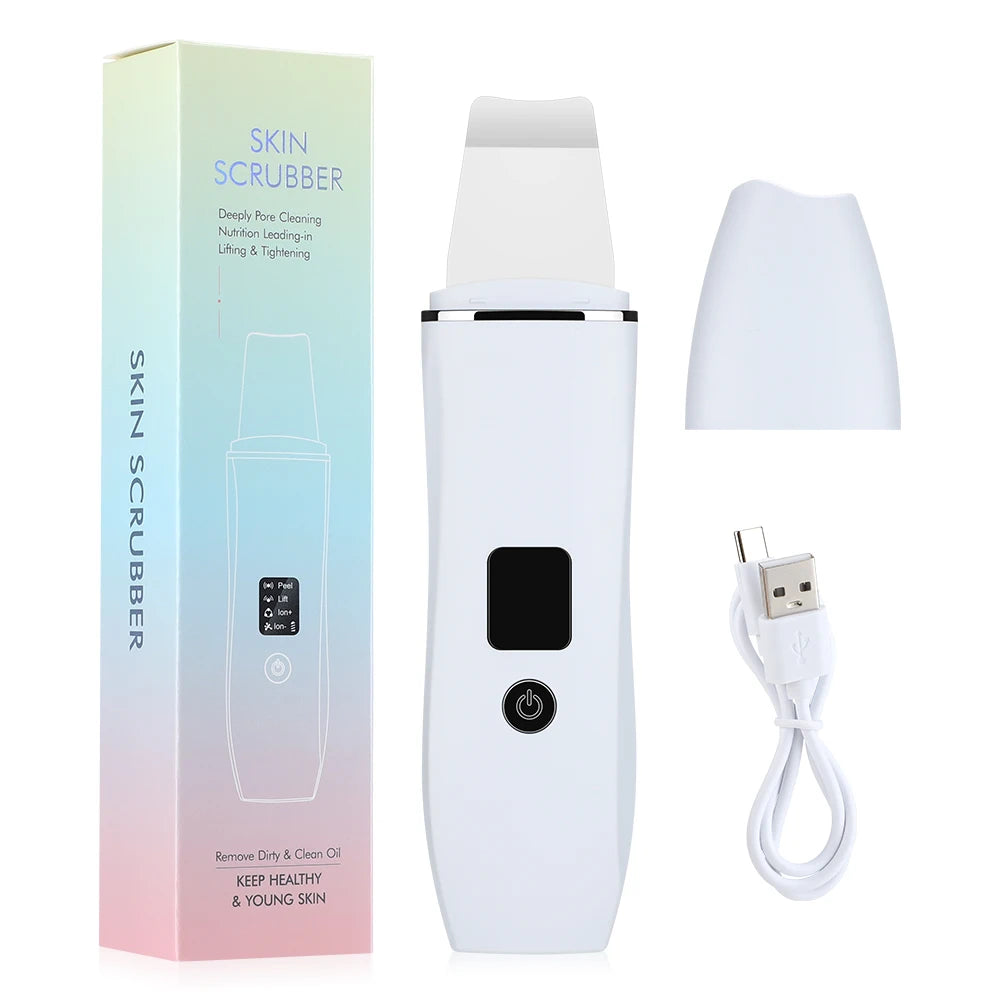 Ultrasonic Skin Scrubber & EMS Facial Cleaner – Deep Pore Cleansing, Blackhead Remover, Face Lifting, Skin Tightening & Peeling Tool