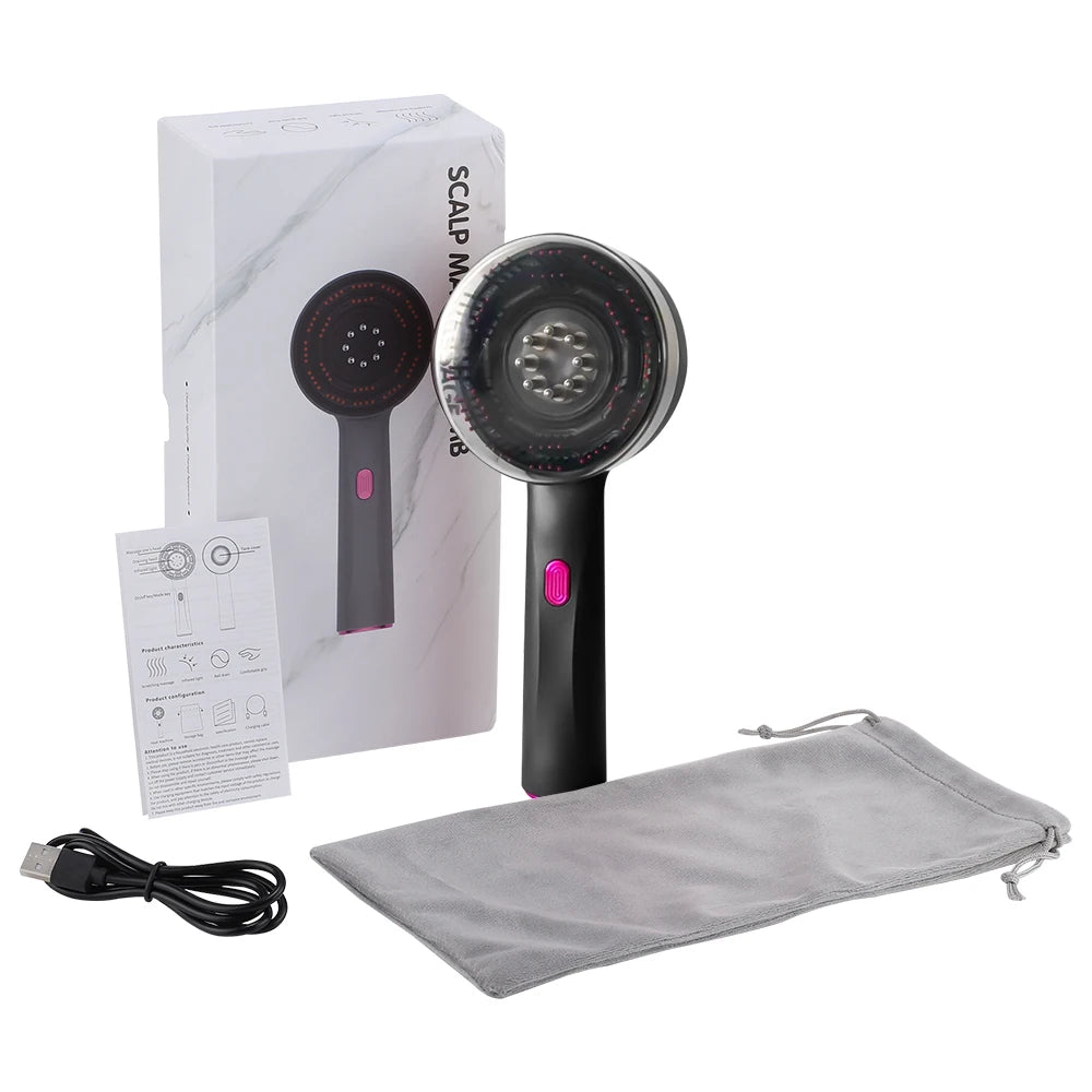 Electric Scalp Massage Comb with Red Light Therapy – Hair Growth Stimulator and Anti-Hair Loss Oil Applicator Brush
