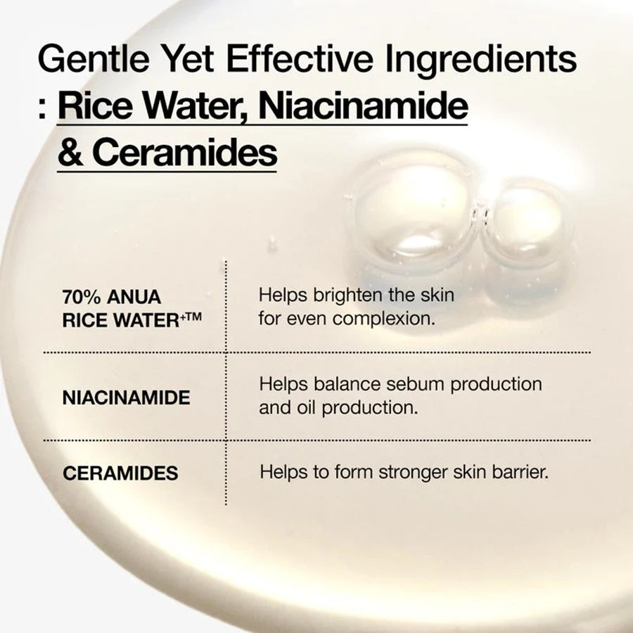 ANUA 70+ Rice Toner (250ml) – Korean Moisturizing Facial Essence for Oily & Sensitive Skin, Pore Tightening & Hydrating Care