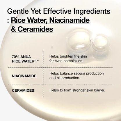 ANUA 70+ Rice Toner (250ml) – Korean Moisturizing Facial Essence for Oily & Sensitive Skin, Pore Tightening & Hydrating Care