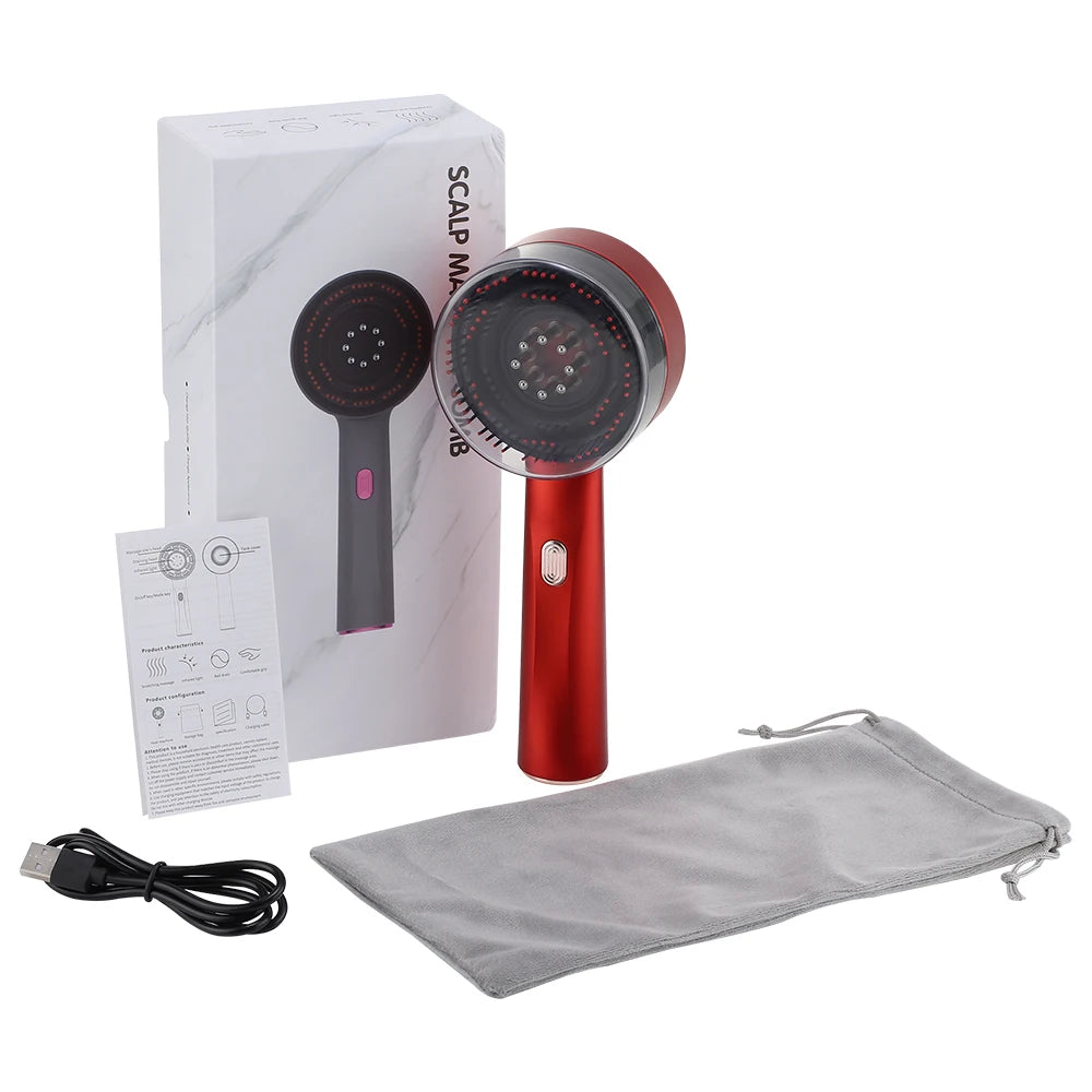 Electric Scalp Massage Comb with Red Light Therapy – Hair Growth Stimulator and Anti-Hair Loss Oil Applicator Brush