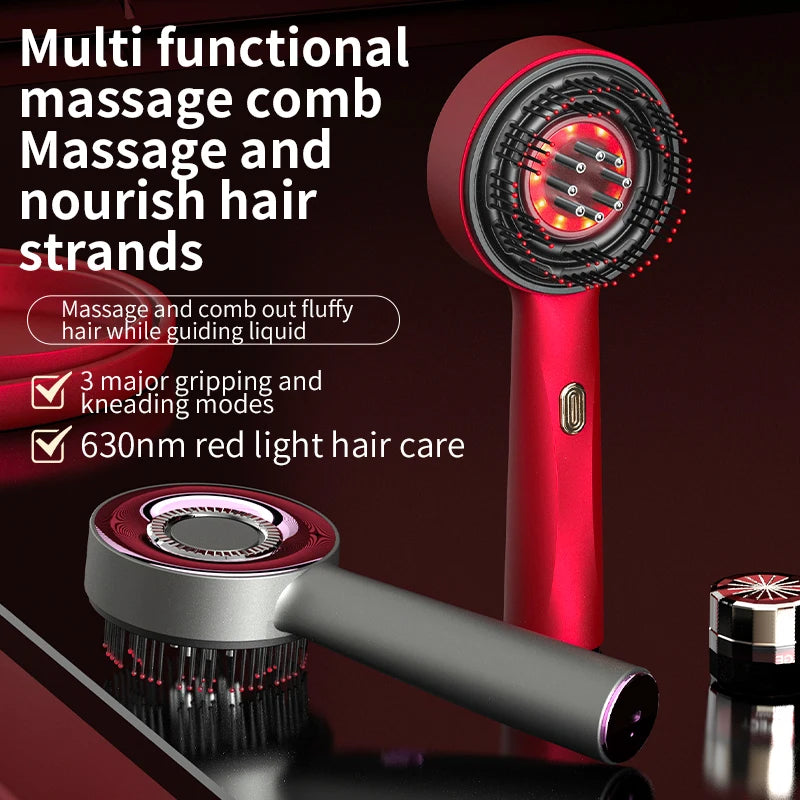 Electric Scalp Massage Comb with Red Light Therapy – Hair Growth Stimulator and Anti-Hair Loss Oil Applicator Brush
