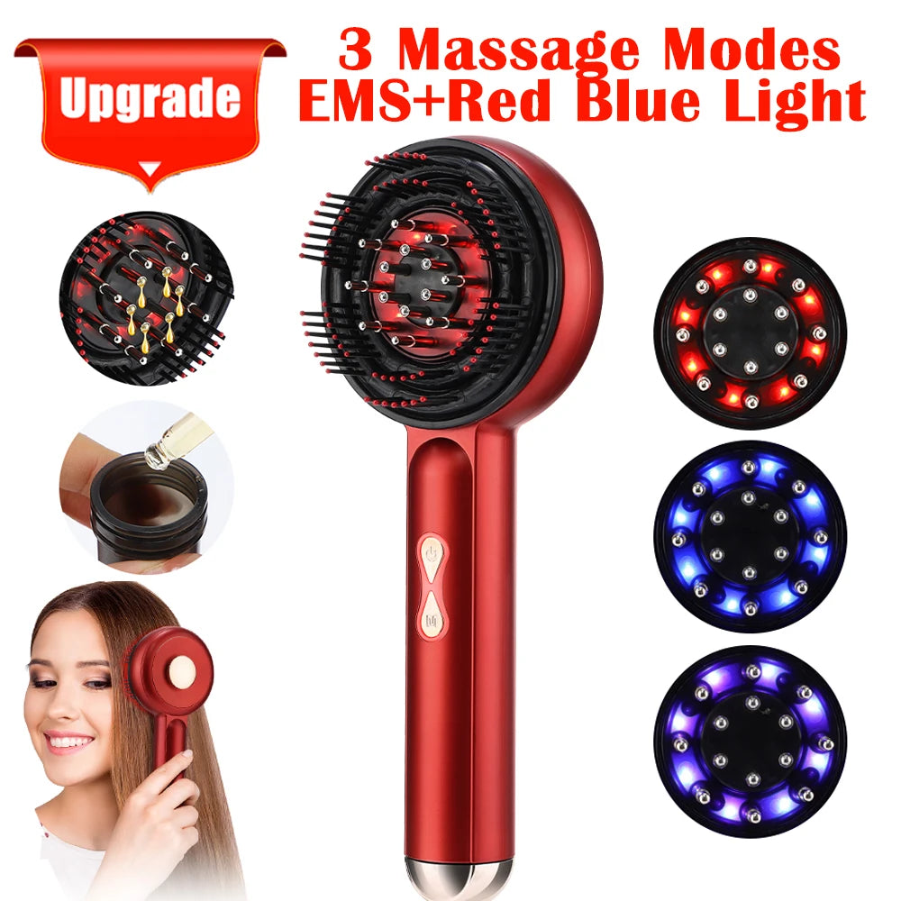 Electric Scalp Massage Comb with Red Light Therapy – Hair Growth Stimulator and Anti-Hair Loss Oil Applicator Brush