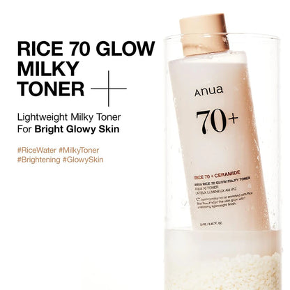 ANUA 70+ Rice Toner (250ml) – Korean Moisturizing Facial Essence for Oily & Sensitive Skin, Pore Tightening & Hydrating Care