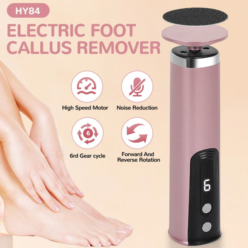 2-in-1 Electric Foot Callus Remover & Pedicure Tool – Rechargeable Dead Skin & Heel Grinder, Professional Foot Care File for Smooth, Soft Feet