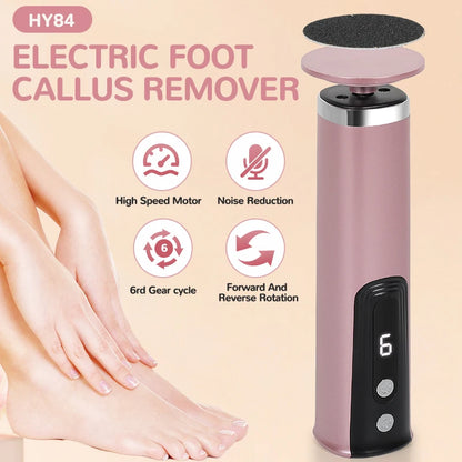 2-in-1 Electric Foot Callus Remover & Pedicure Tool – Rechargeable Dead Skin & Heel Grinder, Professional Foot Care File for Smooth, Soft Feet