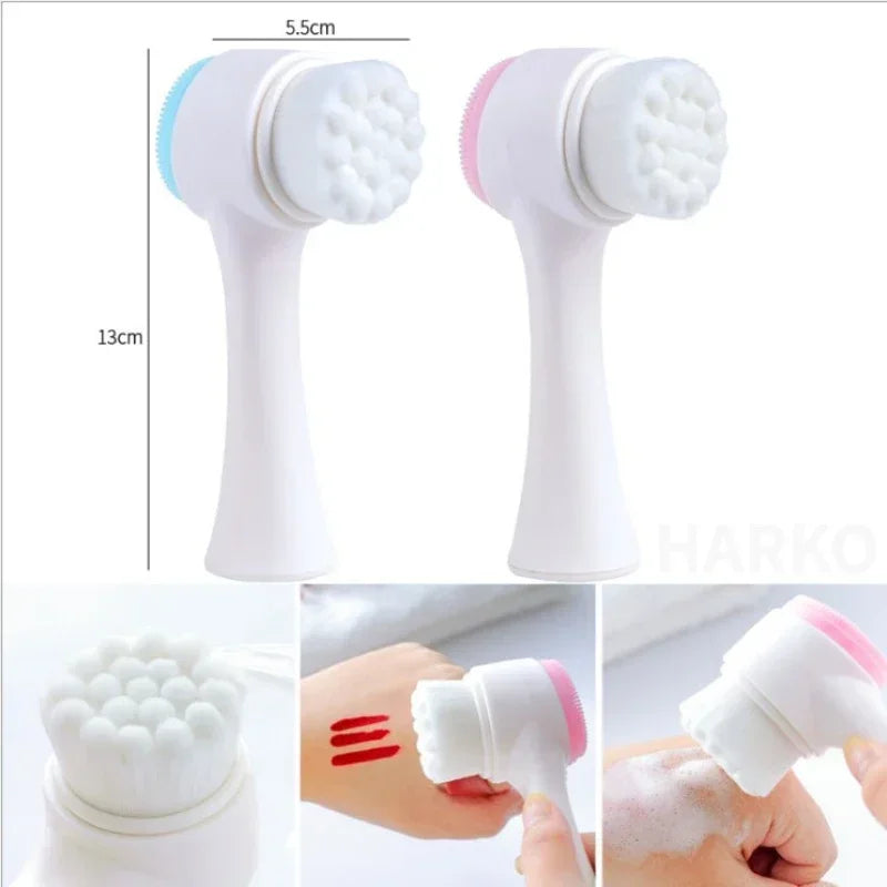 Double-Sided Silicone Facial Cleansing Brush – Exfoliating Face Brush for Blackhead Removal and Pore Cleaning