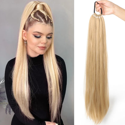Synthetic Long Straight Ponytail Extension – Wrap Around Black Hairpiece with Elastic Band – Natural-Looking Fake Ponytail for Women