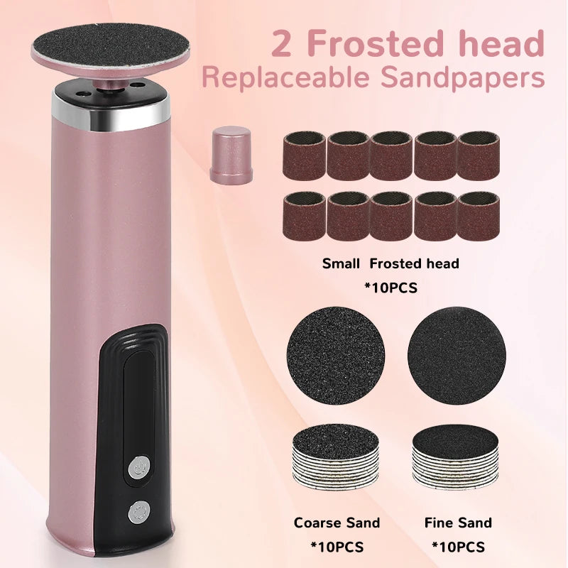 2-in-1 Electric Foot Callus Remover & Pedicure Tool – Rechargeable Dead Skin & Heel Grinder, Professional Foot Care File for Smooth, Soft Feet