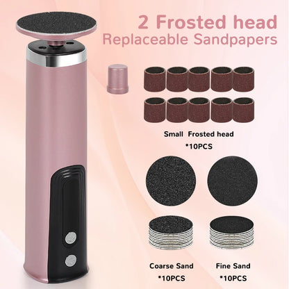 2-in-1 Electric Foot Callus Remover & Pedicure Tool – Rechargeable Dead Skin & Heel Grinder, Professional Foot Care File for Smooth, Soft Feet