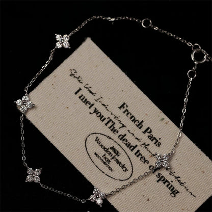 Crystal Flower Stainless Steel Bracelet for Women – Elegant Korean Fashion Jewelry, Perfect Anniversary Gift