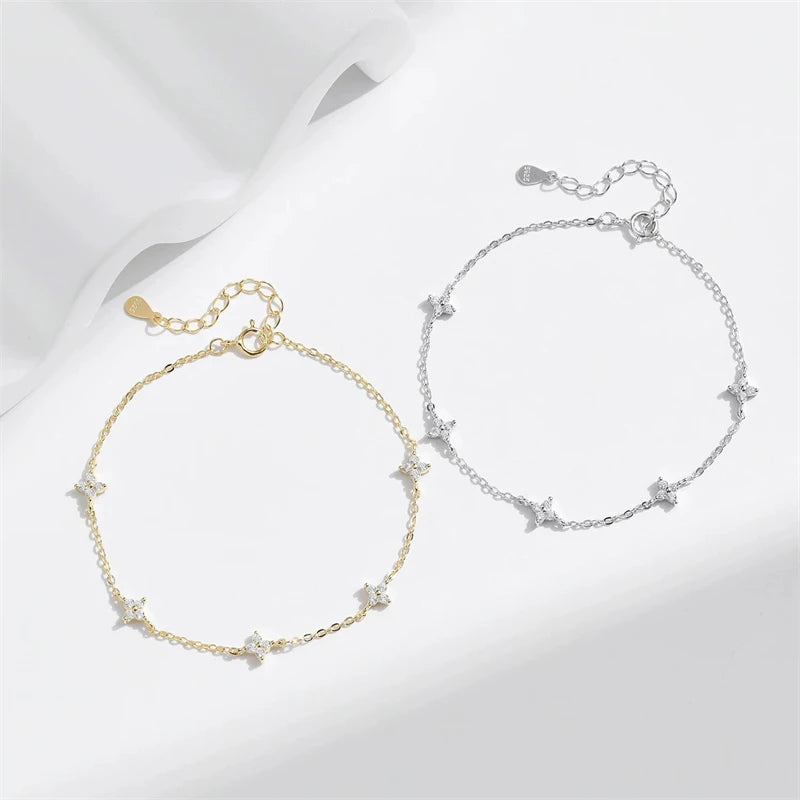 Crystal Flower Stainless Steel Bracelet for Women – Elegant Korean Fashion Jewelry, Perfect Anniversary Gift