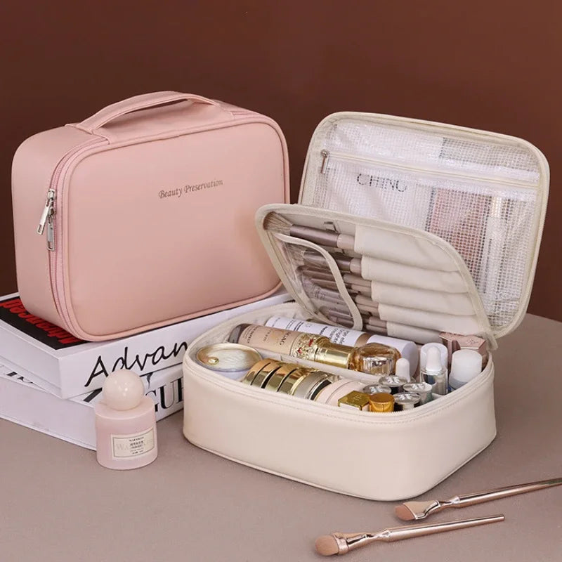 Luxury Women's Cosmetic & Toiletry Bag – Large Capacity Portable Travel Makeup Organizer