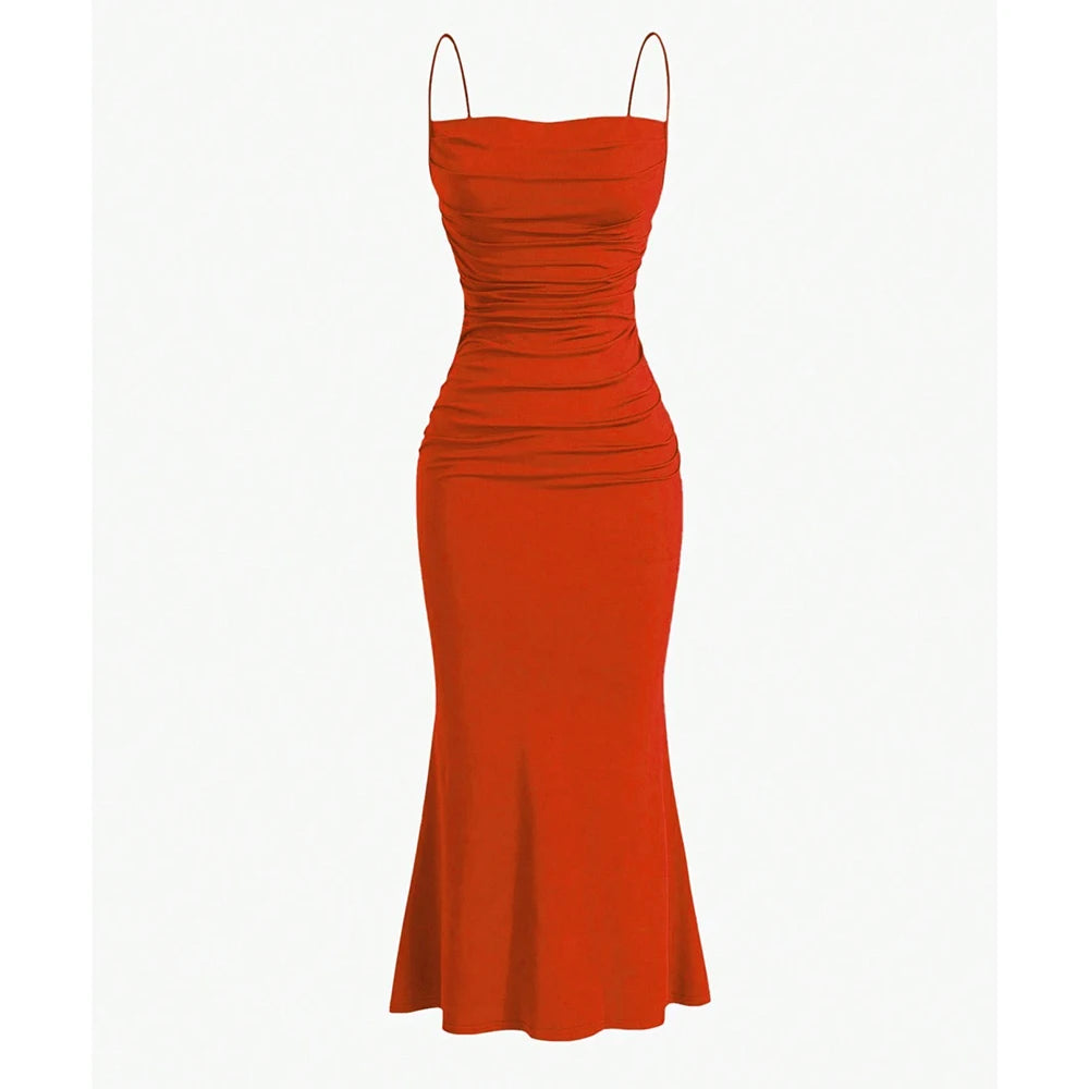 Mia Muse Women's Elegant Spaghetti Strap Maxi Dress – Slim Fit Summer Wedding & Evening Party Dress (Multi-Color)