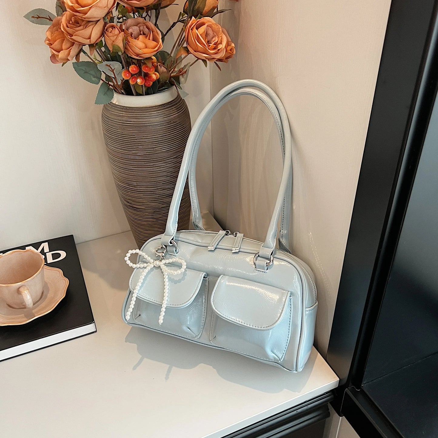 Korean-Style Underarm Bow Shoulder Bag for Women – Trendy, Versatile, and Minimalist Pillow Design