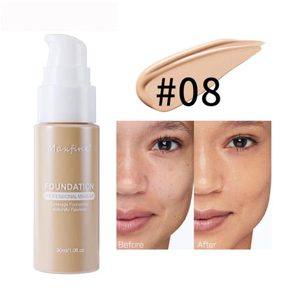 MAXFINE Long-Lasting Liquid Foundation & Concealer – Waterproof, Sweat-Resistant, Professional-Grade Makeup