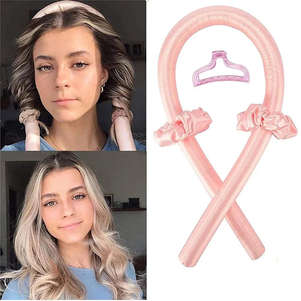 Heatless Curling Rod Headband – No Heat Silk Hair Curlers for Overnight Curls, Soft Sleep-In Ribbon Rollers, Lazy Hair Styling Tool