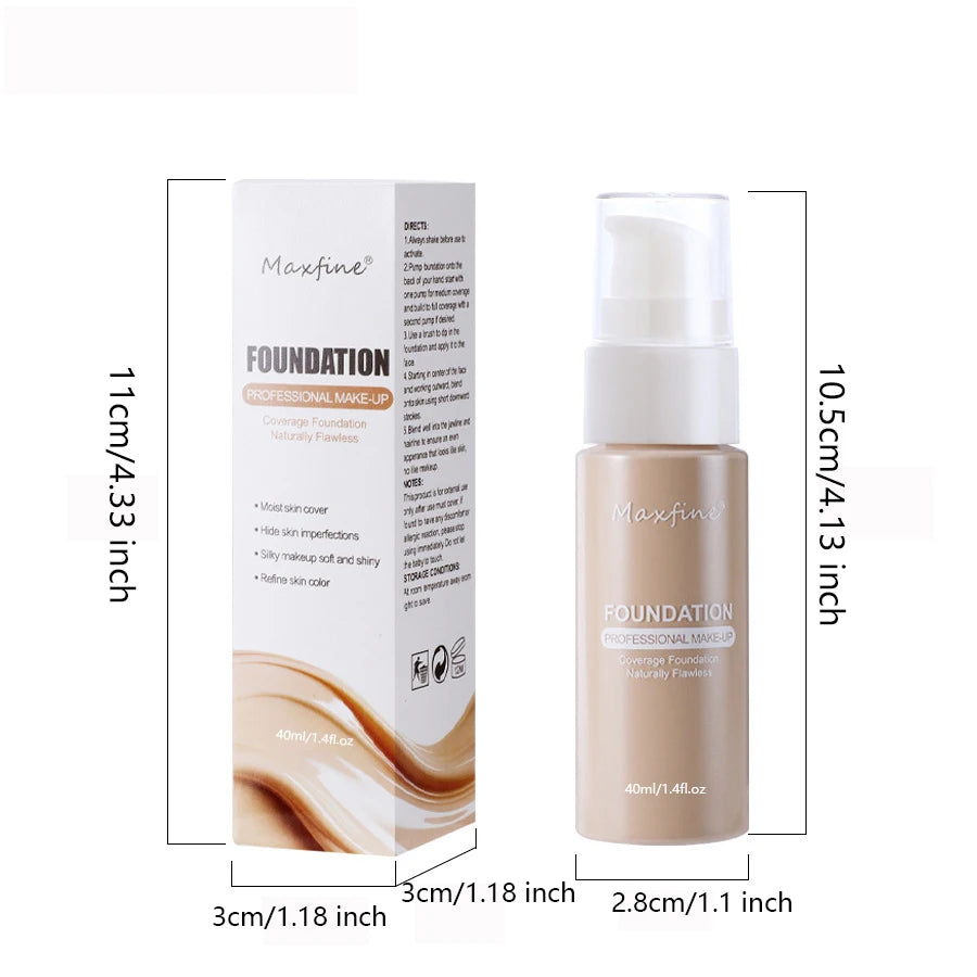 MAXFINE Long-Lasting Liquid Foundation & Concealer – Waterproof, Sweat-Resistant, Professional-Grade Makeup