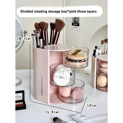 Rotating Cosmetic Organizer – Bathroom Makeup & Beauty Sponge Storage Case with Compartments