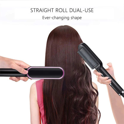Multifunctional Ionic Hair Straightener and Curler Brush – Fast Heating Electric Comb Styler for Smooth, Frizz-Free Hair