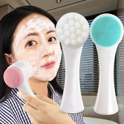Double-Sided Silicone Facial Cleansing Brush – Exfoliating Face Brush for Blackhead Removal and Pore Cleaning
