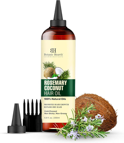 Rosemary Oil for Hair Growth – 100% Pure (6.7 fl oz) | Infused with Biotin, Jojoba & Castor Oil | Strengthening, Nourishing & Volumizing Treatment | Non-GMO Verified