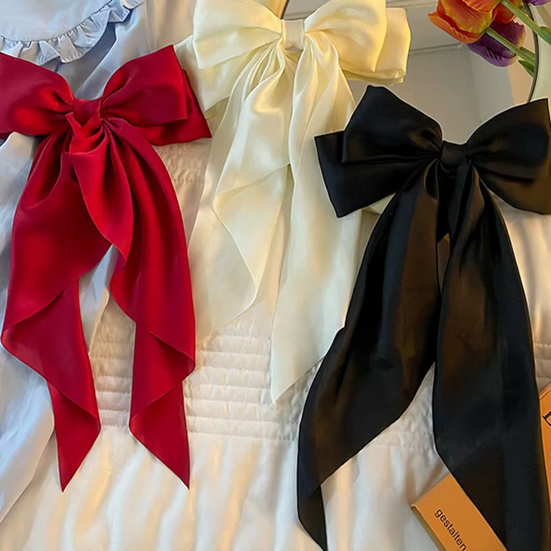Elegant Large Satin Bow Hair Clip – Soft Ribbon Hairpin for Women & Girls | Fashion Hair Accessory
