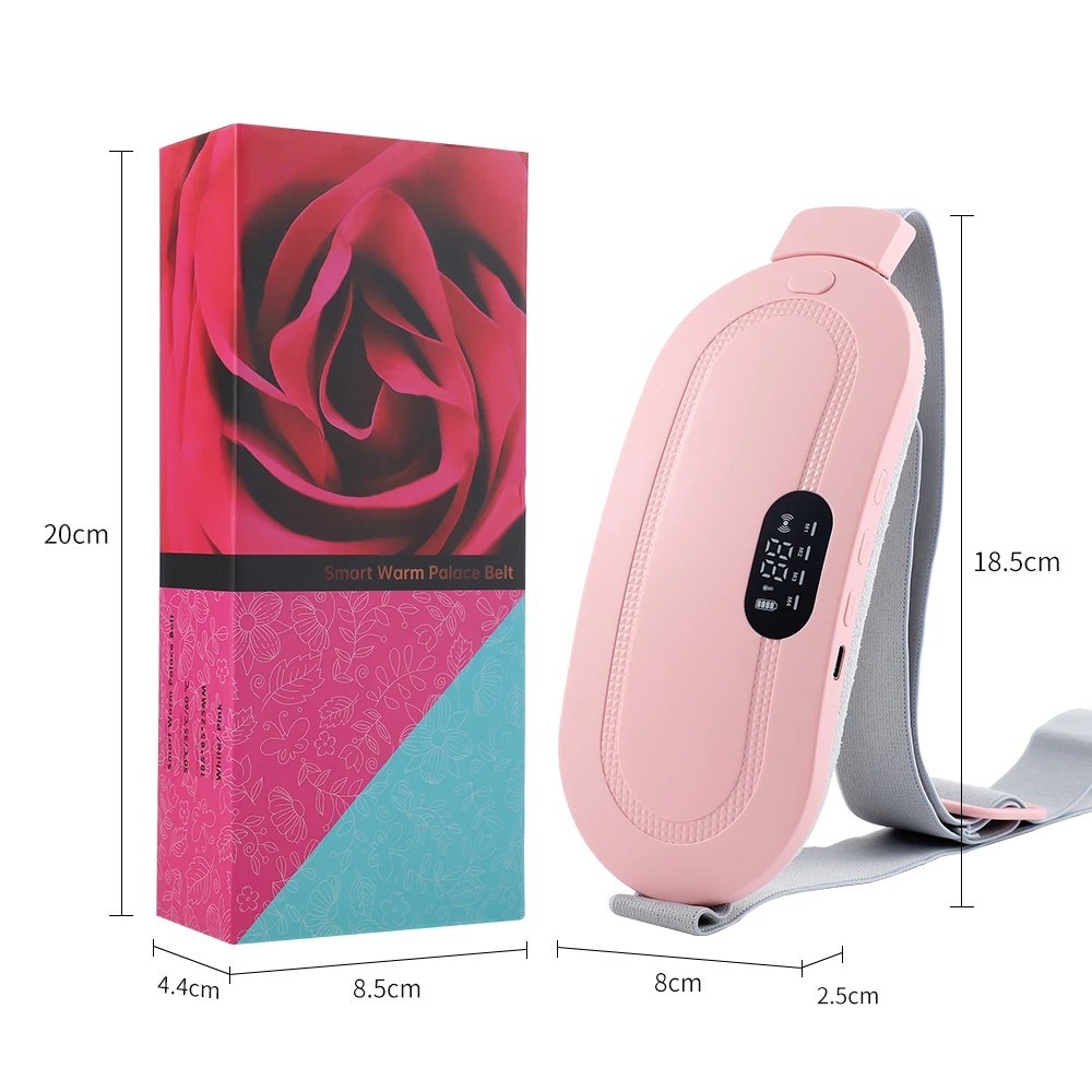 Rechargeable Electric Menstrual Heating Belt – Vibrating Cramp Relief Massager with Adjustable Temperature for Abdominal and Waist Pain