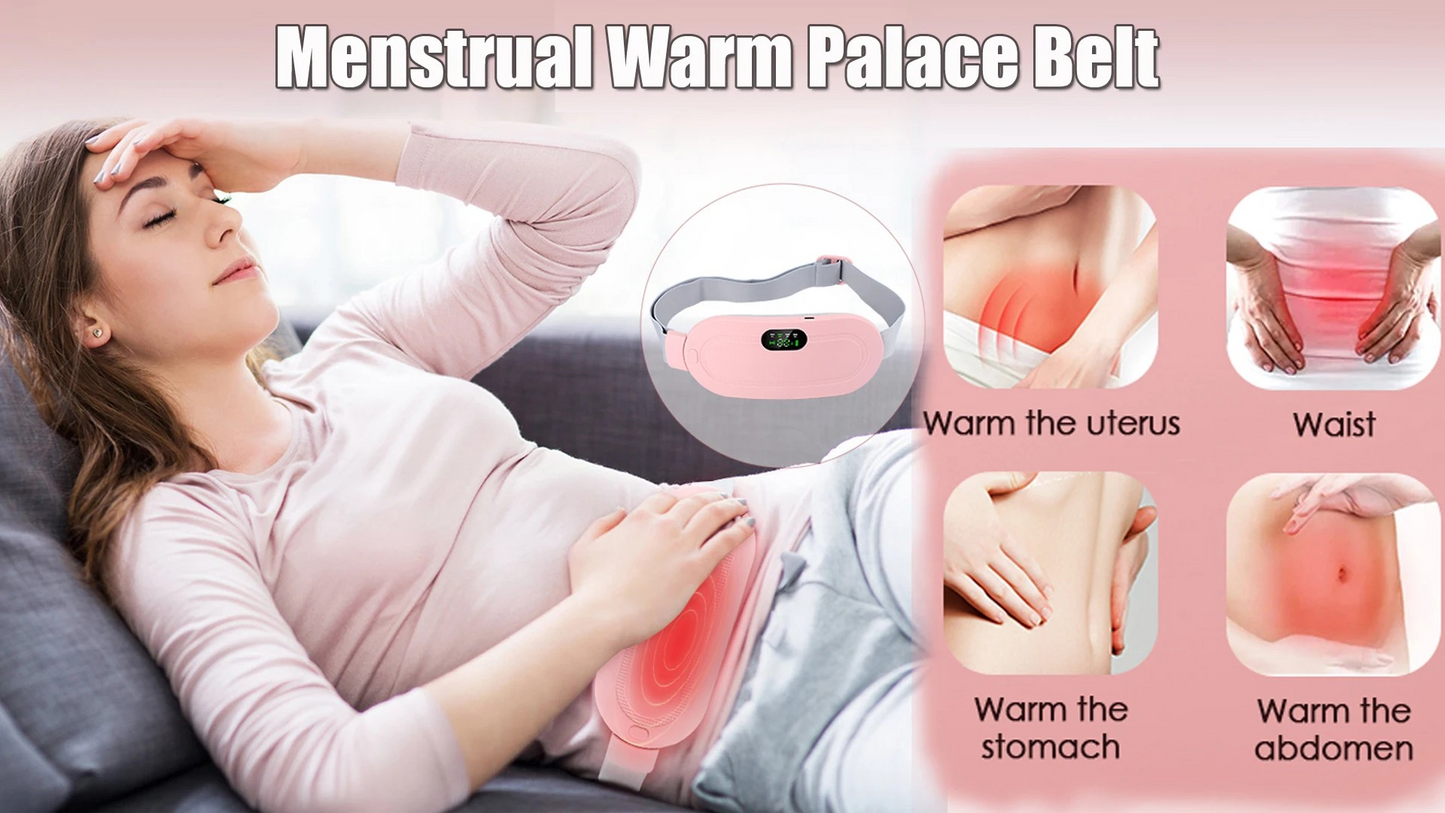 Rechargeable Electric Menstrual Heating Belt – Vibrating Cramp Relief Massager with Adjustable Temperature for Abdominal and Waist Pain